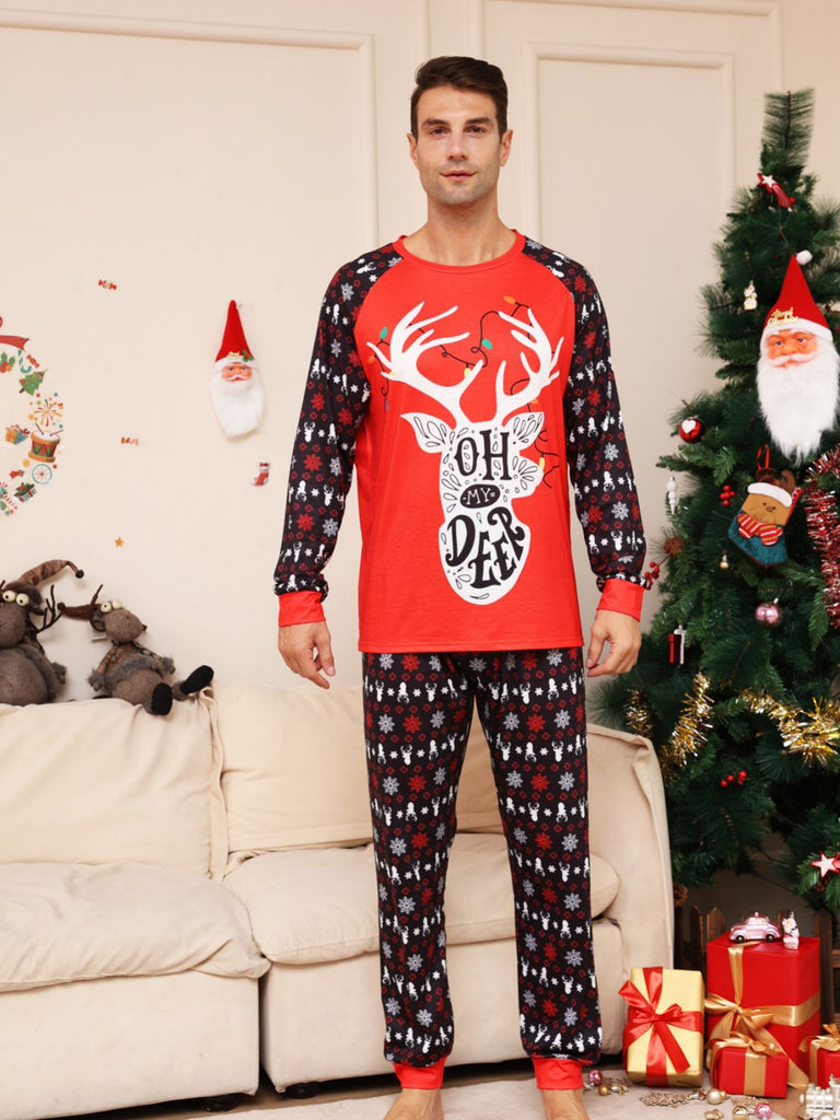 Ensembles de pyjamas assortis pour la famille Red Christmas Snow Deer (avec vêtements pour chien Pet's) 