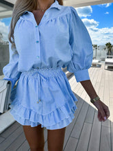 Load image into Gallery viewer, Casual Fashionable Striped Shirt Dress Shorts Two-Piece Set