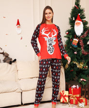 Load image into Gallery viewer, Red Christmas Snow Deer Fmalily Matching Pajamas Sets (with Pet&#39;s dog clothes)