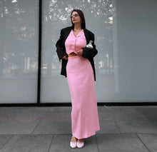 Load image into Gallery viewer, Pink Suit Waistcoat And Skirt Set