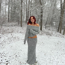 Load image into Gallery viewer, Stretch Off-Shoulder Sweater And Long Skirt Set