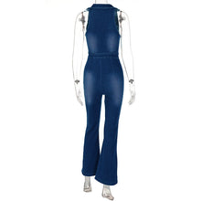 Load image into Gallery viewer, Denim Lapels Jumpsuit