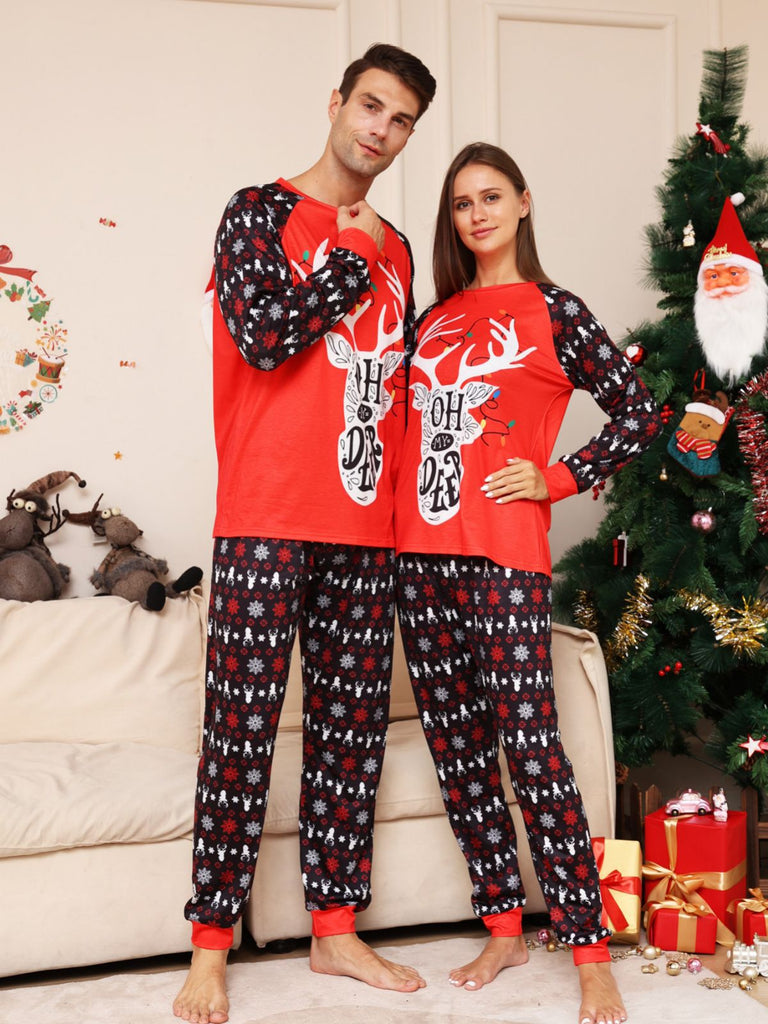 Ensembles de pyjamas assortis pour la famille Red Christmas Snow Deer (avec vêtements pour chien Pet's) 