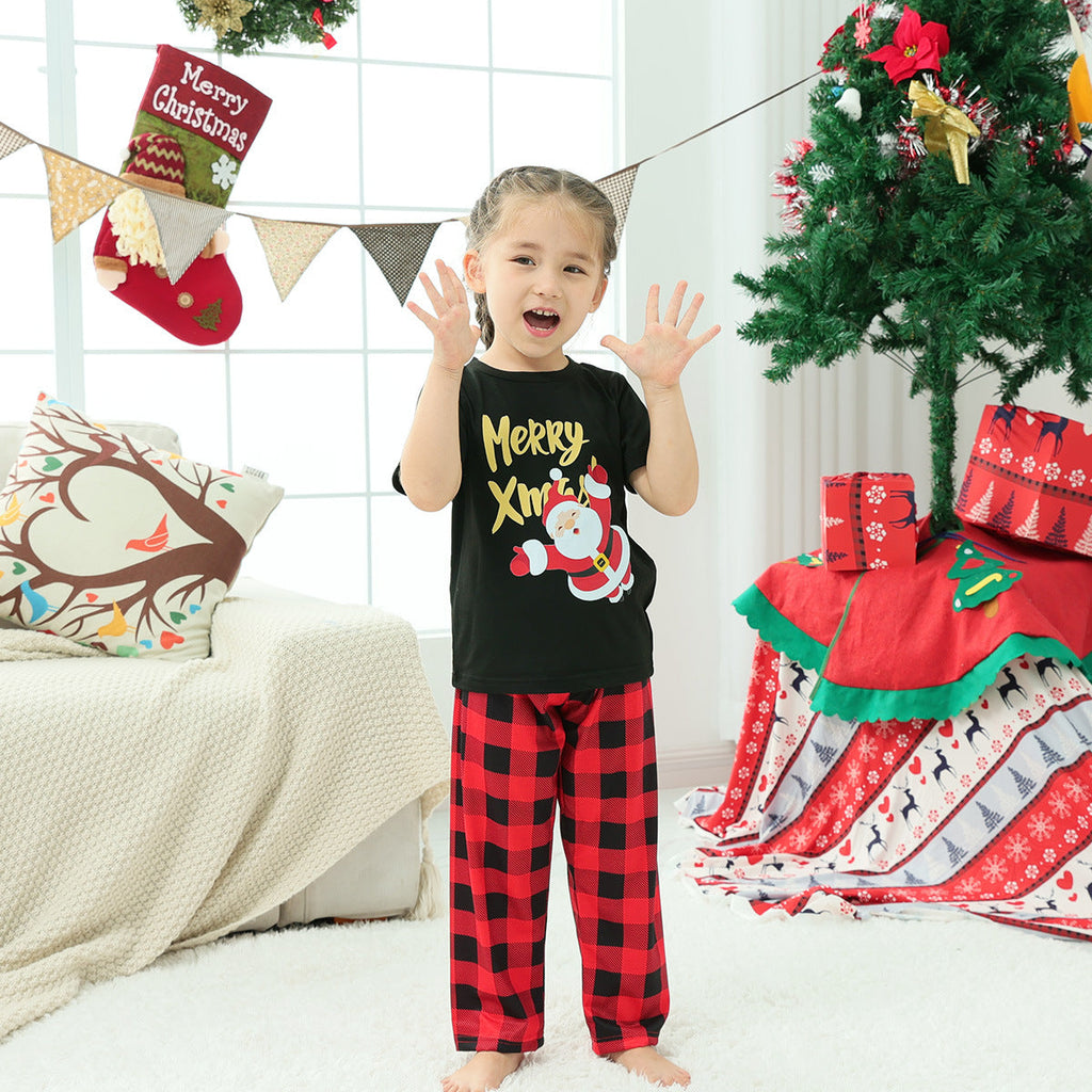 Ensemble de pyjama assorti à manches courtes à carreaux rouges pour la famille