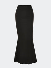 Load image into Gallery viewer, Black Long Satin High Waist Fishtail Skirt