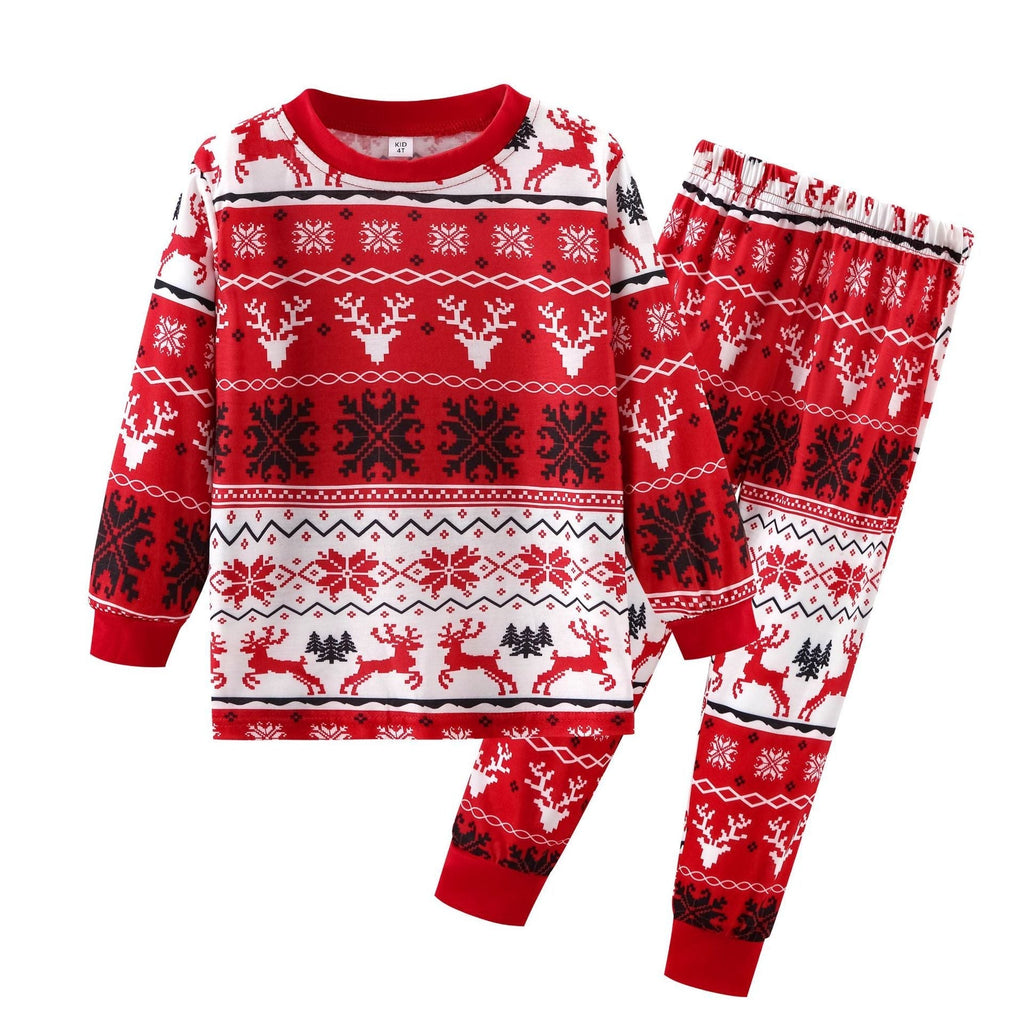 Pyjama assorti Fmalily à imprimé élan de Noël rouge 