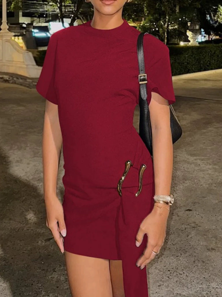 Draped Belted Mini Dress