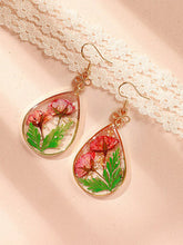 Load image into Gallery viewer, Red Rose Resin Drop Earrings