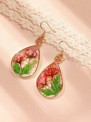Red Rose Resin Drop Earrings