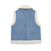 Load image into Gallery viewer, Denim Imitation Wool Waistcoat