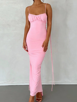 Backless Ruched Evening Dress