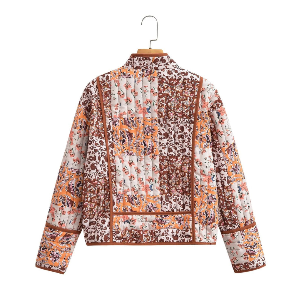 Floral Patchwork Print Drop Shoulder Jacket