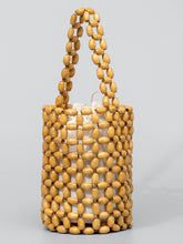 Load image into Gallery viewer, Hollowed-Out Wooden Bead Woven Bucket Bag