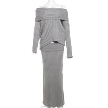 Load image into Gallery viewer, Stretch Off-Shoulder Sweater And Long Skirt Set