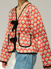 Load image into Gallery viewer, Cute Floral Print Bow Lace-Up Jacket