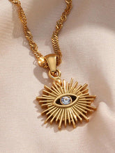 画像をギャラリービューアに読み込む, Water Wave Chain Hollow Radial Diamond Eye Pendant Necklace