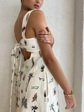 Load image into Gallery viewer, Fashionable Personalized Graffiti Suspender Sexy Backless Maxi Dress