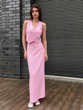 Load image into Gallery viewer, Pink Suit Waistcoat And Skirt Set