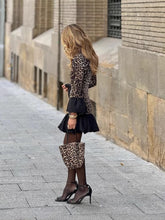 Load image into Gallery viewer, Leopard Print Bell Sleeve Dress