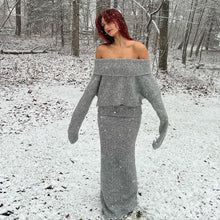 Load image into Gallery viewer, Stretch Off-Shoulder Sweater And Long Skirt Set
