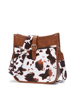 Load image into Gallery viewer, Western Cowboy Style Brown Cow Print Crossbody Bag