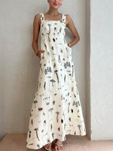 Load image into Gallery viewer, Fashionable Personalized Graffiti Suspender Sexy Backless Maxi Dress