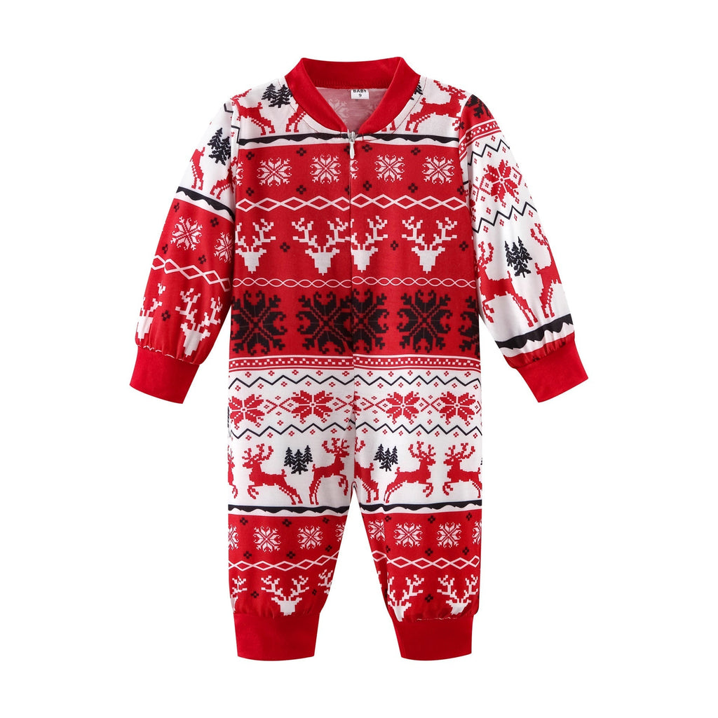 Pyjama assorti Fmalily à imprimé élan de Noël rouge 