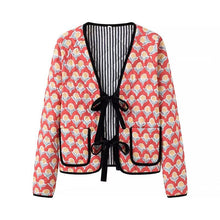 Load image into Gallery viewer, Cute Floral Print Bow Lace-Up Jacket