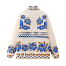 Indlæs billede til gallerivisning Blue Floral Print Drop Shoulder Jacket