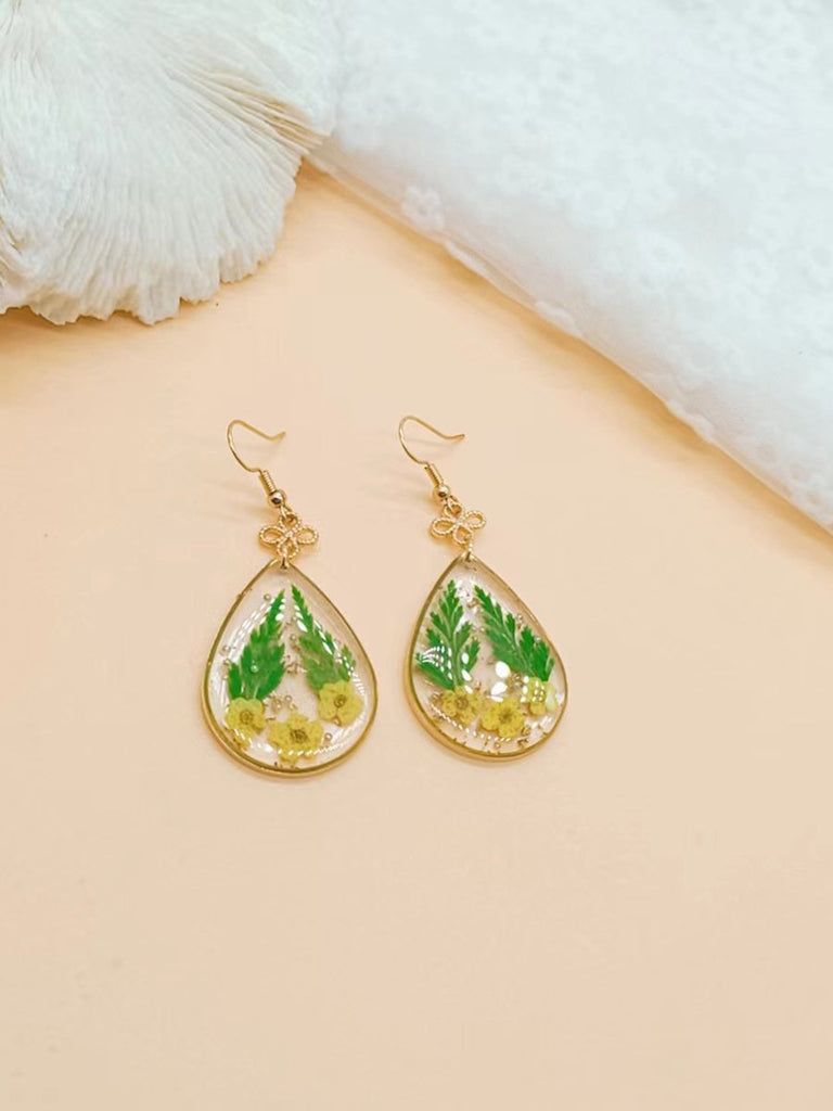 Forget-me-not Resin Gold Foil Earrings