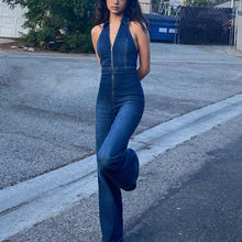 Load image into Gallery viewer, Denim Lapels Jumpsuit