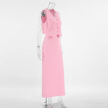 Load image into Gallery viewer, Pink Suit Waistcoat And Skirt Set