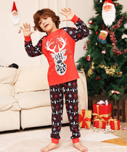 Load image into Gallery viewer, Red Christmas Snow Deer Fmalily Matching Pajamas Sets (with Pet&#39;s dog clothes)