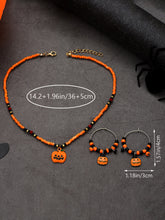 Laden Sie das Bild in den Galerie-Viewer, Halloween Fun Pumpkin Earrings and Necklace Set