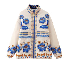 Indlæs billede til gallerivisning Blue Floral Print Drop Shoulder Jacket