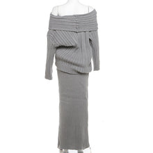 Load image into Gallery viewer, Stretch Off-Shoulder Sweater And Long Skirt Set