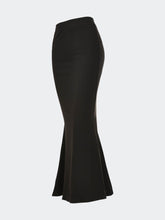 Load image into Gallery viewer, Black Long Satin High Waist Fishtail Skirt