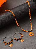 Halloween Fun Pumpkin Earrings and Necklace Set