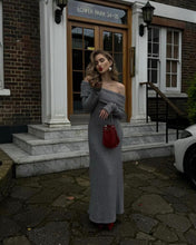 Load image into Gallery viewer, Off Shoulder Fit Knitted Maxi Dress