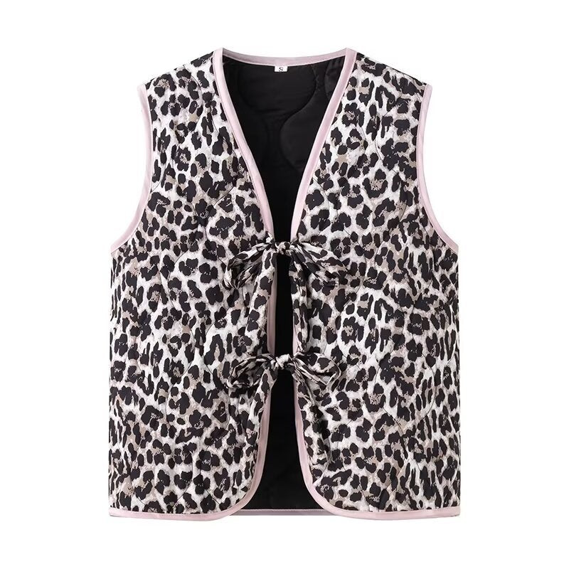 Leopard Print And Bow Waistcoat