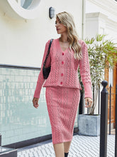 Load image into Gallery viewer, Casual Knit V-Neck Sweater &amp; Bodycon Skirt Set