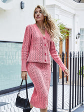 Load image into Gallery viewer, Casual Knit V-Neck Sweater &amp; Bodycon Skirt Set