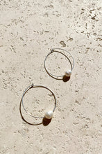 Load image into Gallery viewer, Simple Pearl Fine Wire Hoops - Cream/Silver