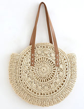 Lataa kuva Galleria-katseluun, Round Straw Tote Bag