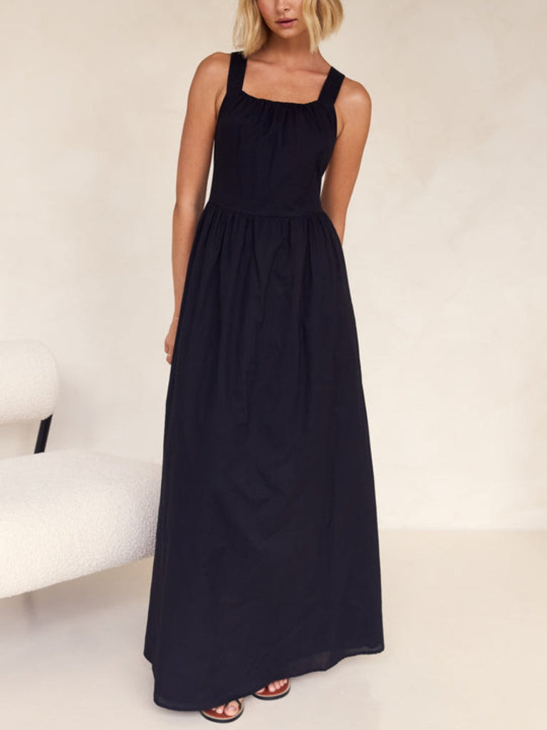 Adjustable Cross-Over Shoulder Straps Maxi Dress