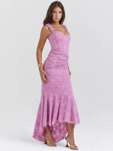 Load image into Gallery viewer, Dark Pink bell floral maxi dress