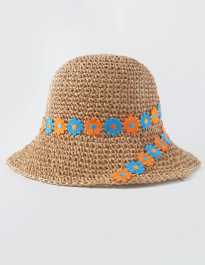 Embroidered Floral Wrap Bucket Hat