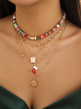 Laden Sie das Bild in den Galerie-Viewer, 4Pcs Christmas Tree Snowflake Bells Ceramic Necklace