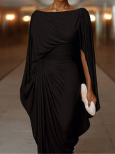 Indlæs billede til gallerivisning Pleated irregular drape slim-fit maxi dress