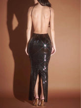 Load image into Gallery viewer, Sequin Halter Cutout Maxi Dress